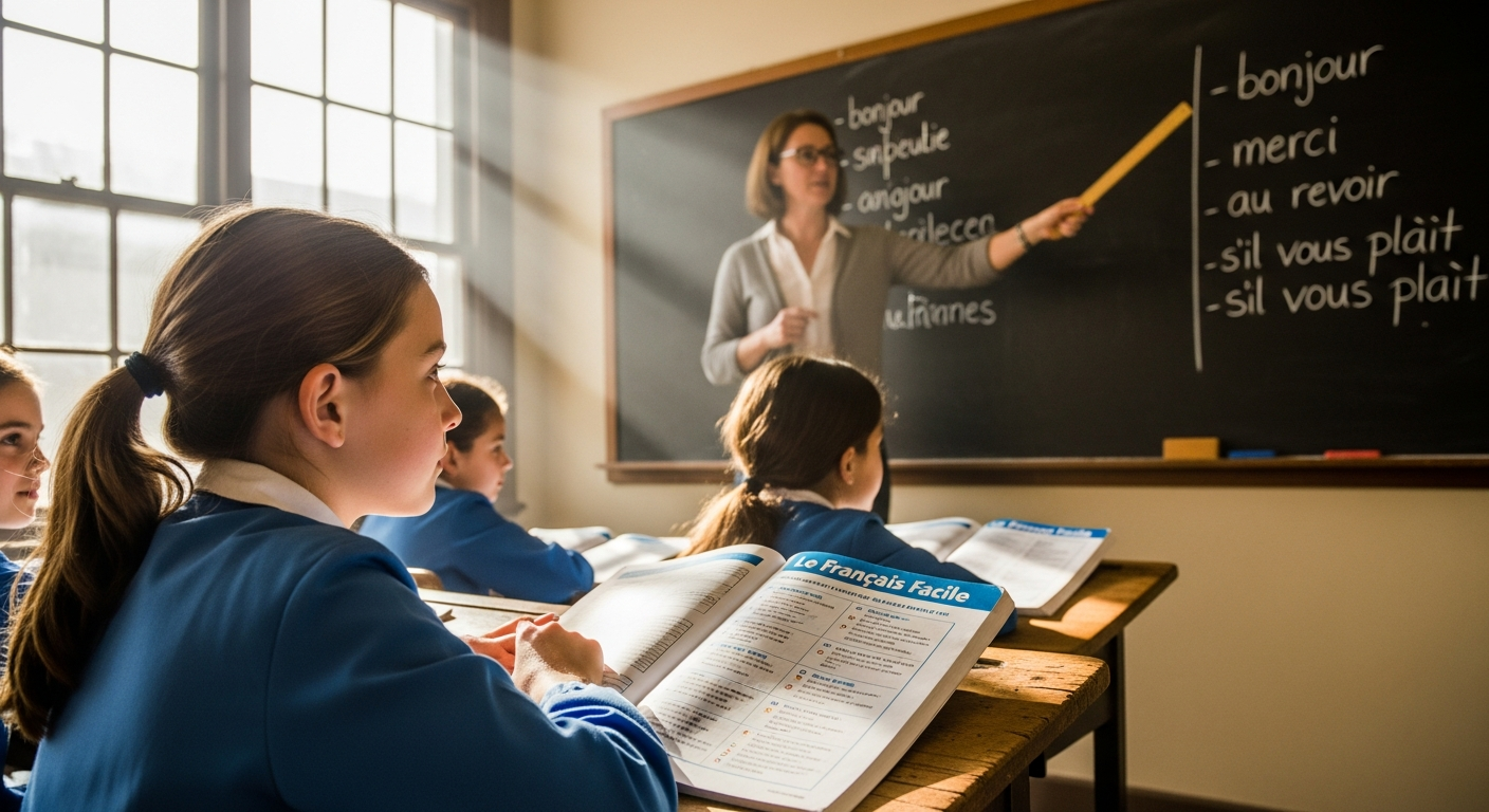 Illustration of "lesson" in a French cultural setting