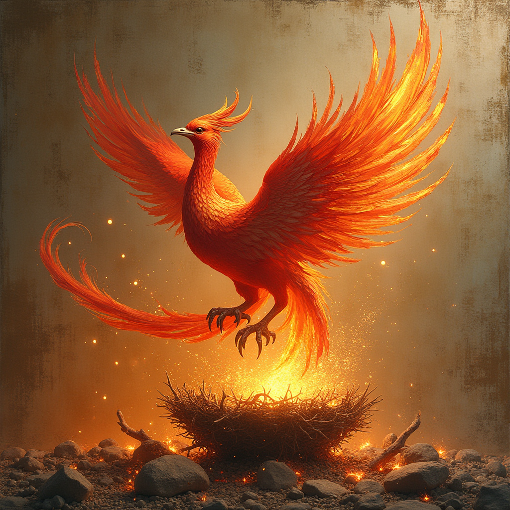 Illustration of "phoenix" in a Japanese cultural setting